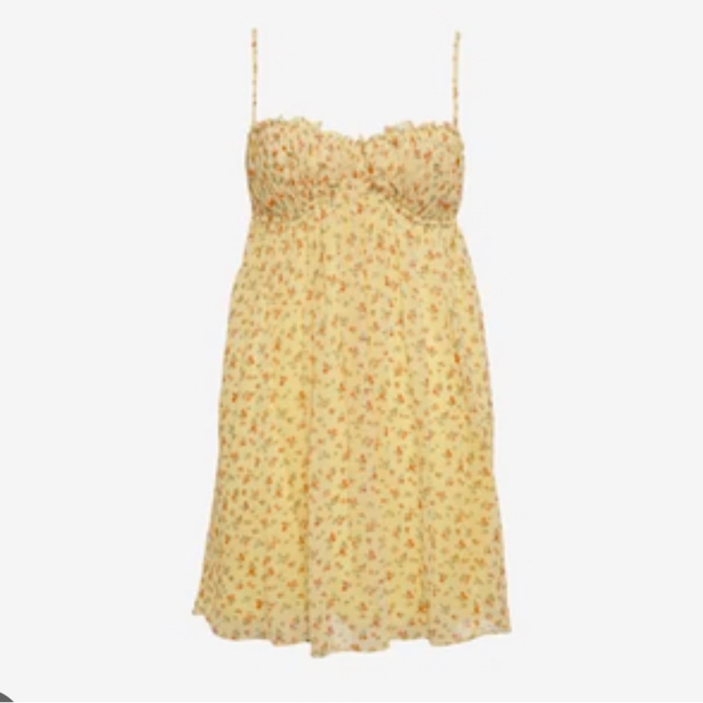 Rumored Yellow Floral Bustier Mini Dress